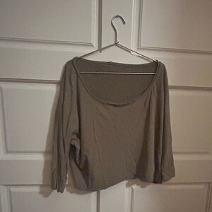Taupe Slouchy Cropped Sweatshirt – Size Large